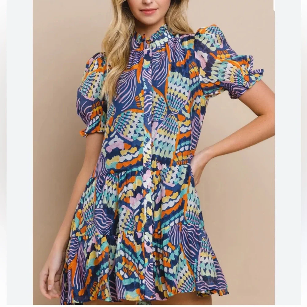 TCEC Mira Colorful Patterned Mini Dress, size Large - Picture 7 of 7